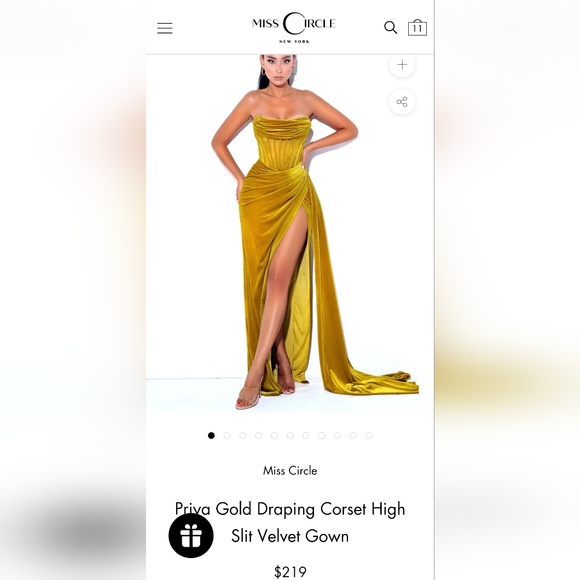 MISS CIRCLE | Dresses | Priya Gold Draping Corset High Slit Velvet Gown | Poshmark